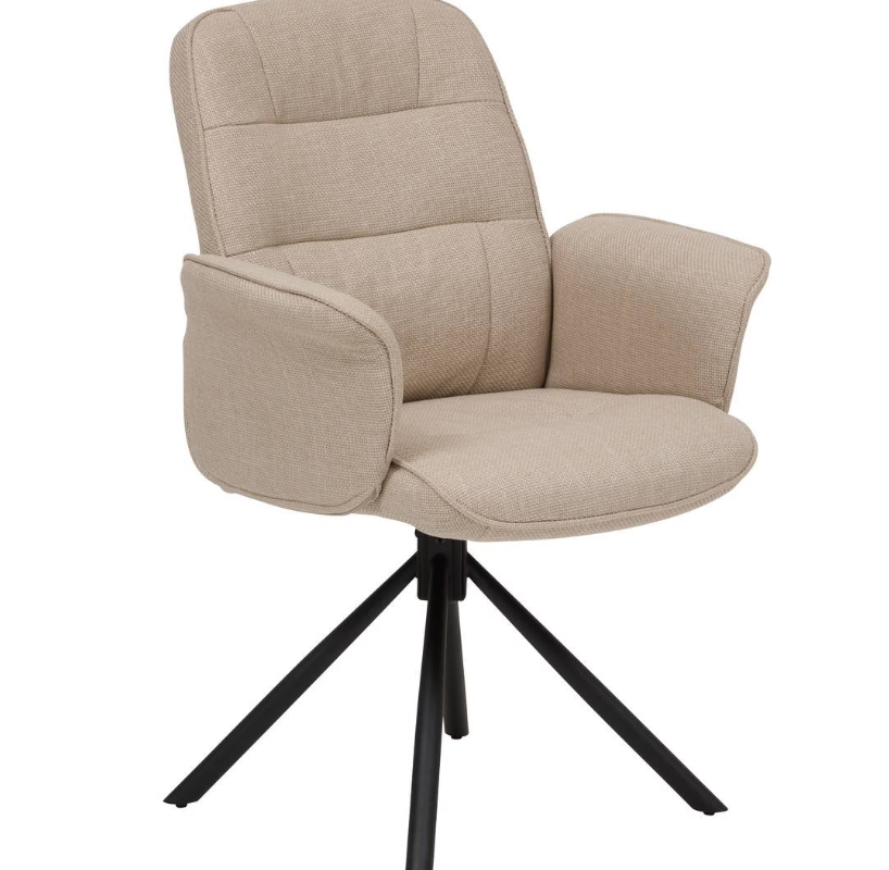 fauteuil de bureau Atmosphera beige avec accoudoirs et piètement noir pour un espace de travail d'adolescent