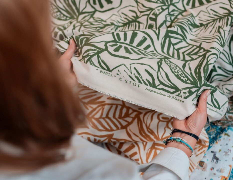 sélection de tissus à motifs STOF présentée dans le cadre d’une interview de Bertille Pelardy sur sa passion du textile et de la décoration